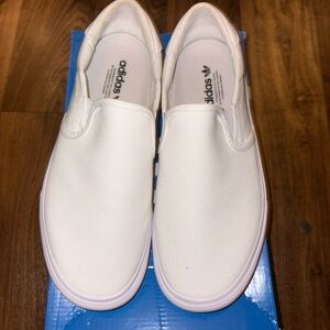 Adidas Classic White Canvas Slip-Ons